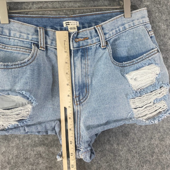 Billabong Denim Shorts 30 Blue High Rise Drift Away Jean Cutoff Distressed - Picture 8 of 16